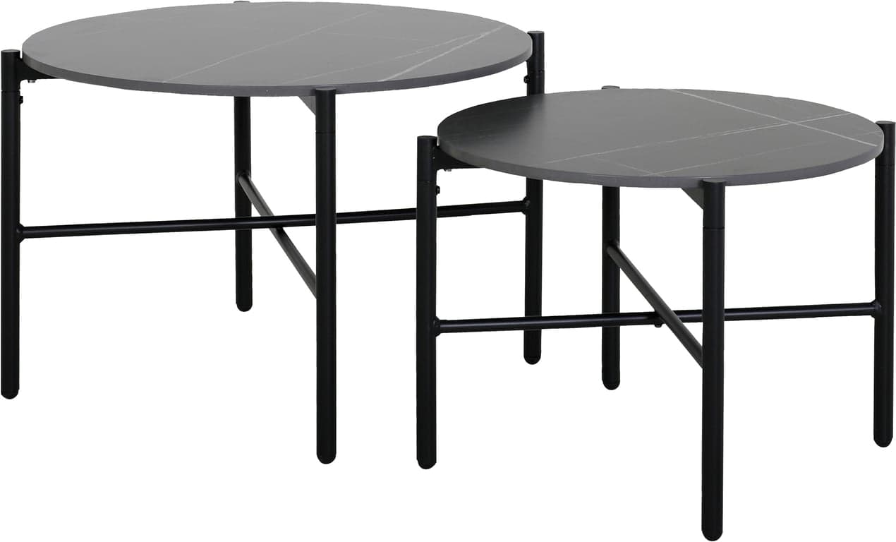 $Bilde av Julita bordsett (Ø: 81 H 52cm  + Ø: 66 + H 46 cm, svart/svart)