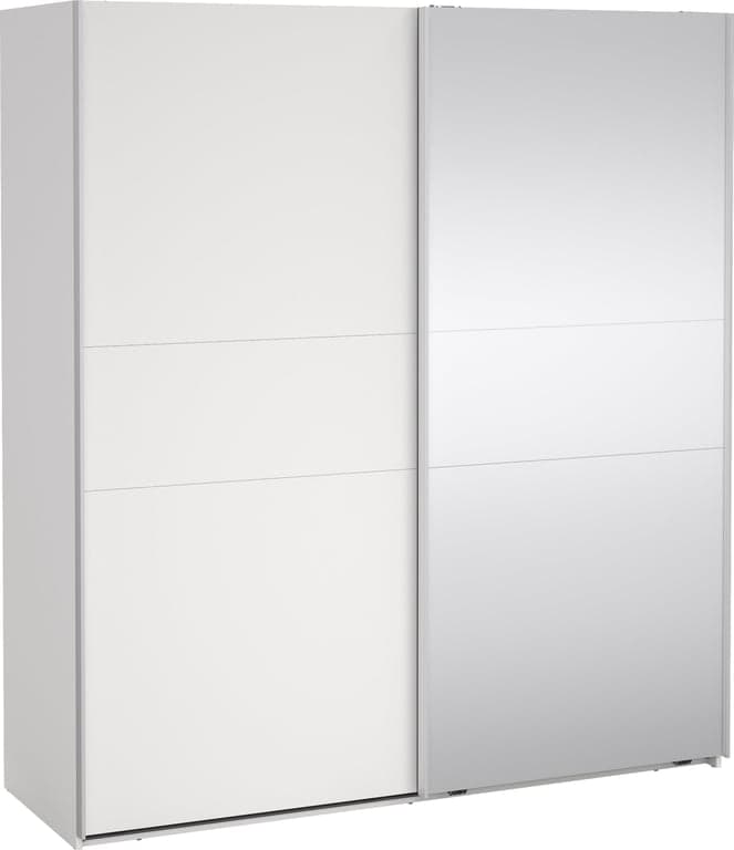 $Bilde av Como skyvedørsgarderobe 180x200cm (Hvit, med 1 hvit dør og 1 speildør)