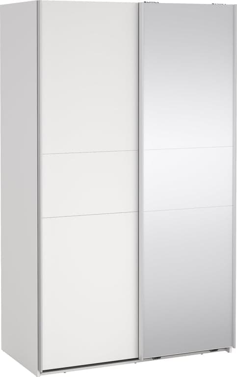 $Bilde av Como skyvedørsgarderobe 120x200cm  (Hvit, med 1 hvit dør og 1 speildør )