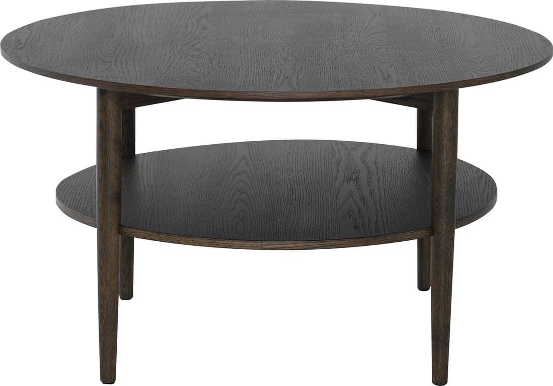 $Bilde av Karmøy rundt sofabord med hylle (Ø 90 cm, H 50 cm, brun eikefiner)