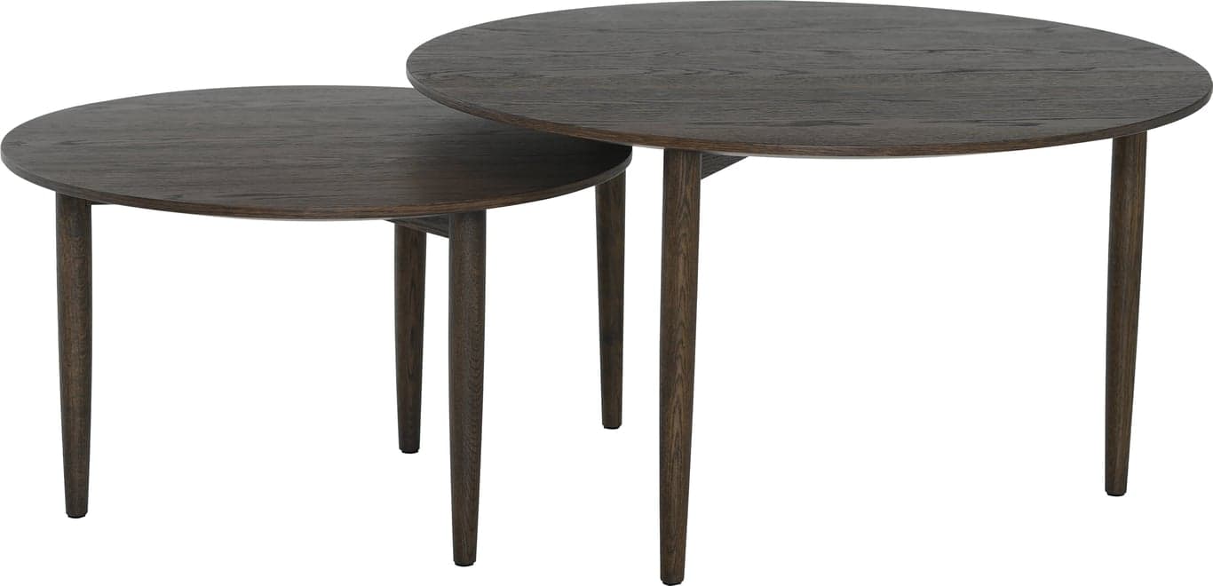 $Bilde av Karmøy rundt sofabordsett (Ø 90/70 cm, H 50/42 cm, brun eikefiner)
