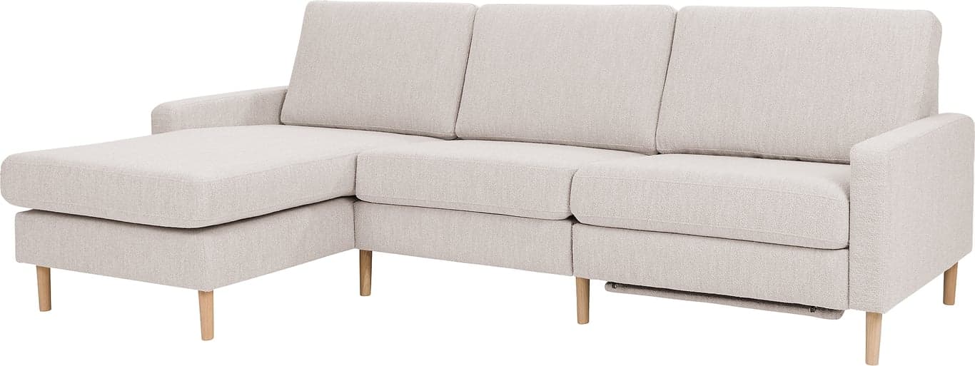 $Bilde av Sone høy hjørnesofa (Modulsofa. Sjeselong + 1 seter + elektrisk recliner, stoff 321/11 Alpine beige)