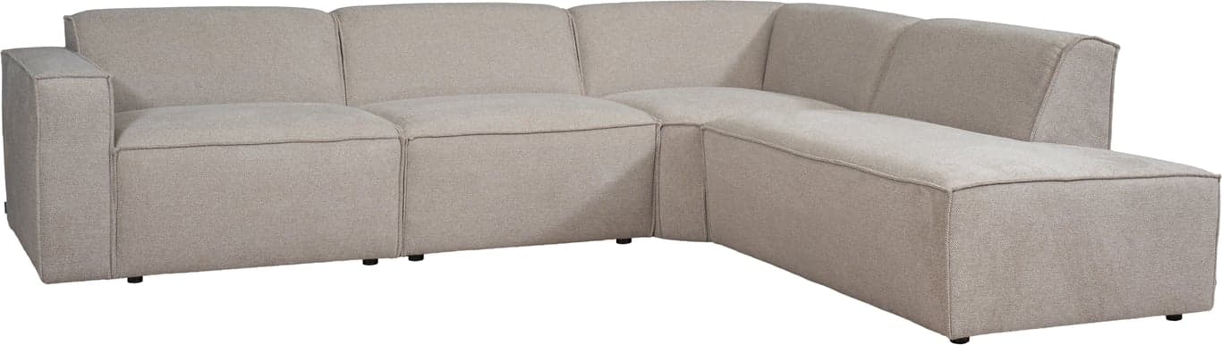 $Bilde av Hjellegjerde Urban hjørnesofa (Vange + 1,5s + 1,5s + hjørne + endemodul høyre i stoff Maldino Light Brown, leppesøm)