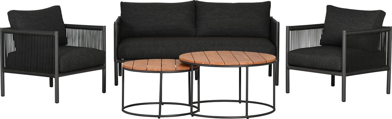 $Bilde av Montenegro hagegruppe (3-seter sofa + 2 stk stoler svart)