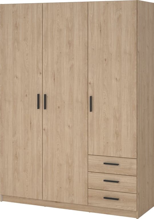 $Bilde av Sprint garderobeskap   (147 x 50, H 200 cm , med 3 dører og 3 skuffer natur)