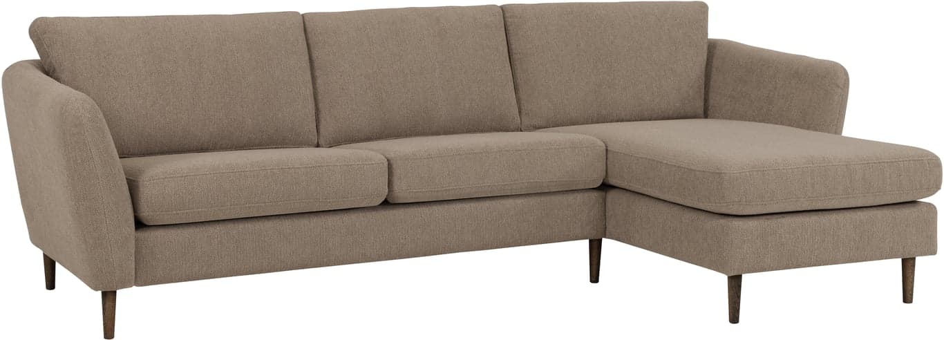 $Bilde av Sone høy sofa m/sjeselong (Modulsofa. 2,5 seter + sjeselong, armlene W2  i stoff 317/13 Gear light brown)